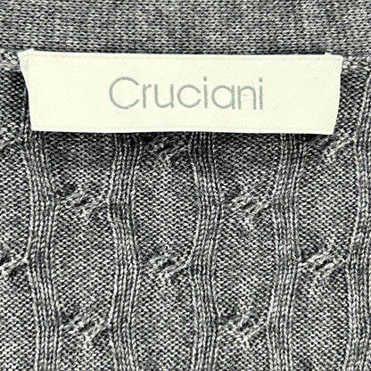 Cruciani 克鲁恰尼 20FW-U34 灰色 成衣染色 羊毛粗针麻花开衫 上衣