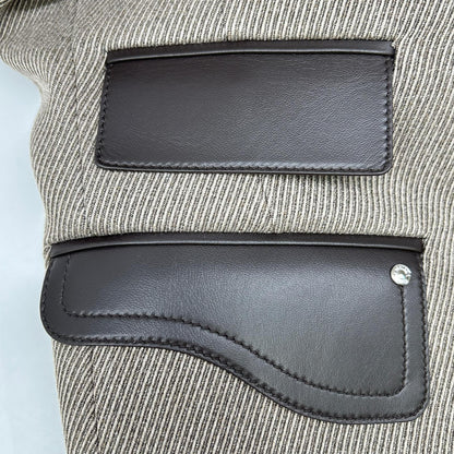 HERMES New Like Domestic Regular H4H0245DK Wool x Lambskin Silk Lining Sellier Button Inner Belt Leather Combination Jacket Blazer Jacket