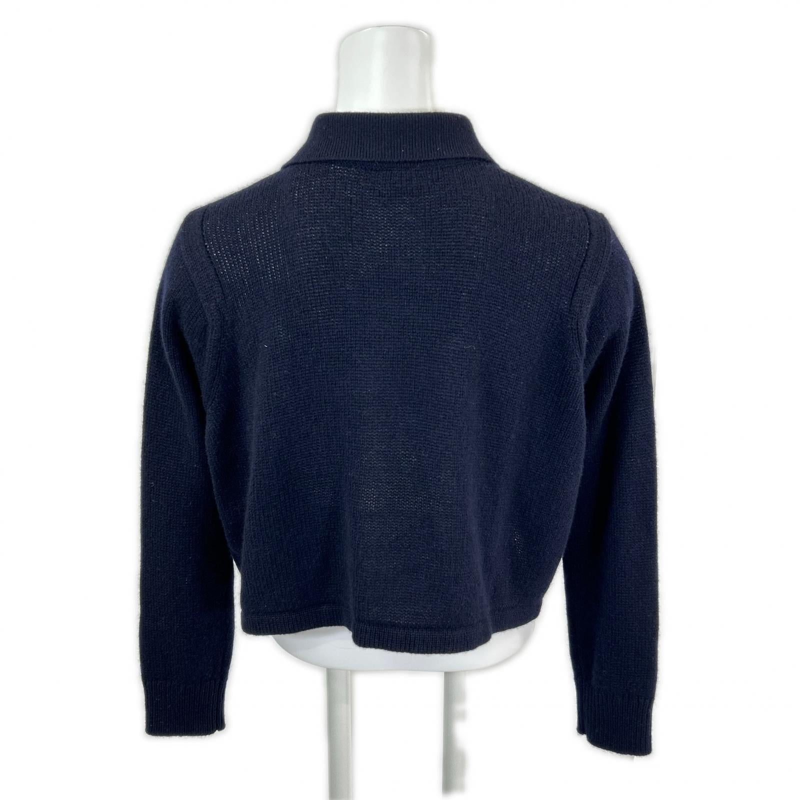 HERMES 爱马仕 近全新 国内专柜 25SS H5E2727D1 100%羊绒 Selier纽扣 短款针织开衫 上衣