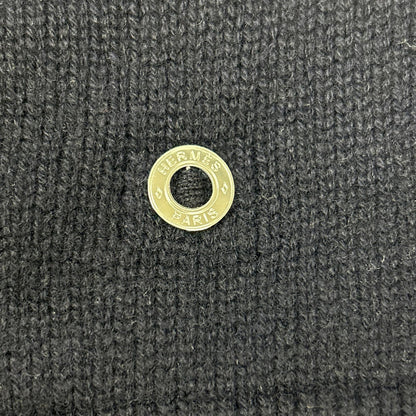HERMES 爱马仕 近全新 国内专柜 25SS H5E2727D1 100%羊绒 Selier纽扣 短款针织开衫 上衣