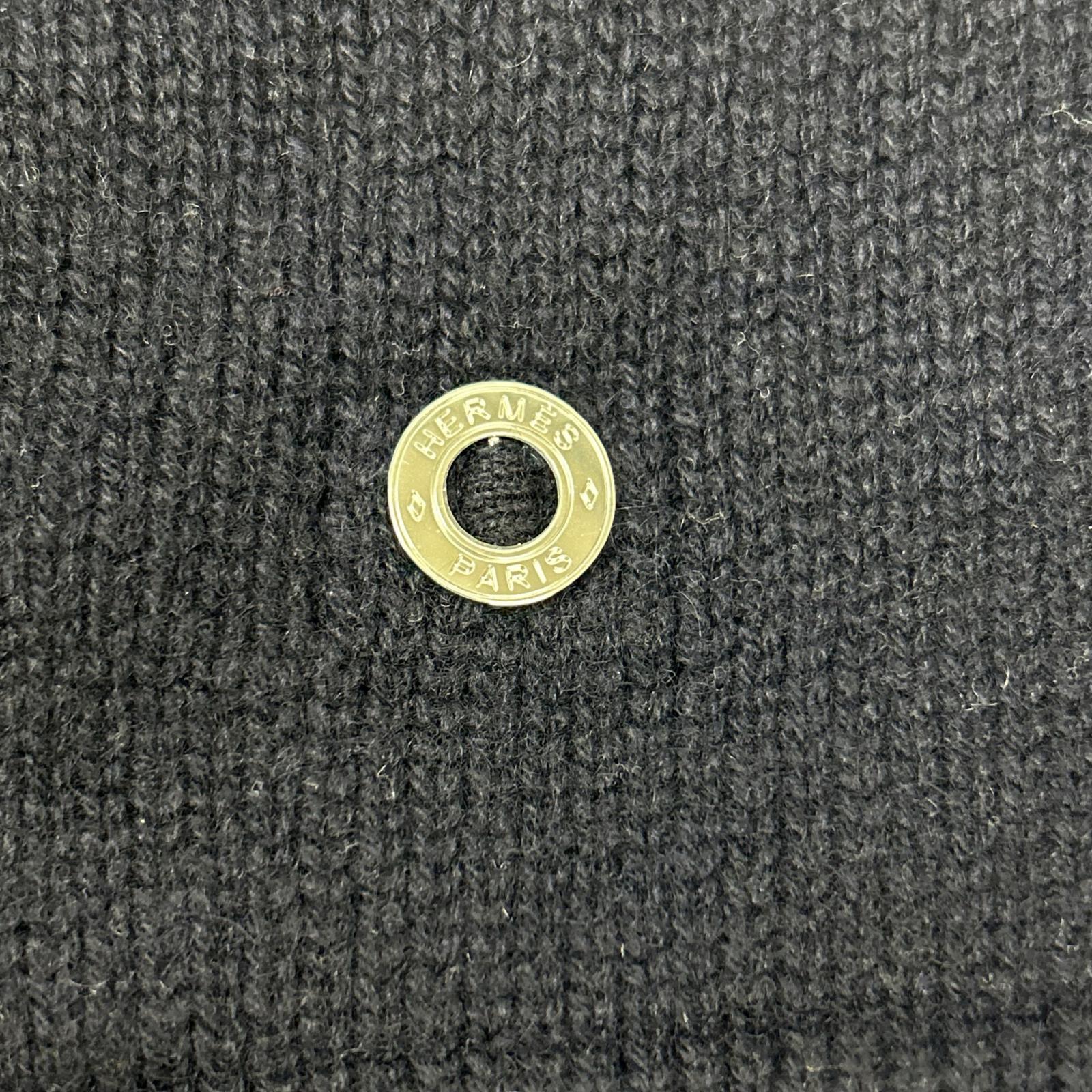 HERMES 爱马仕 近全新 国内专柜 25SS H5E2727D1 100%羊绒 Selier纽扣 短款针织开衫 上衣