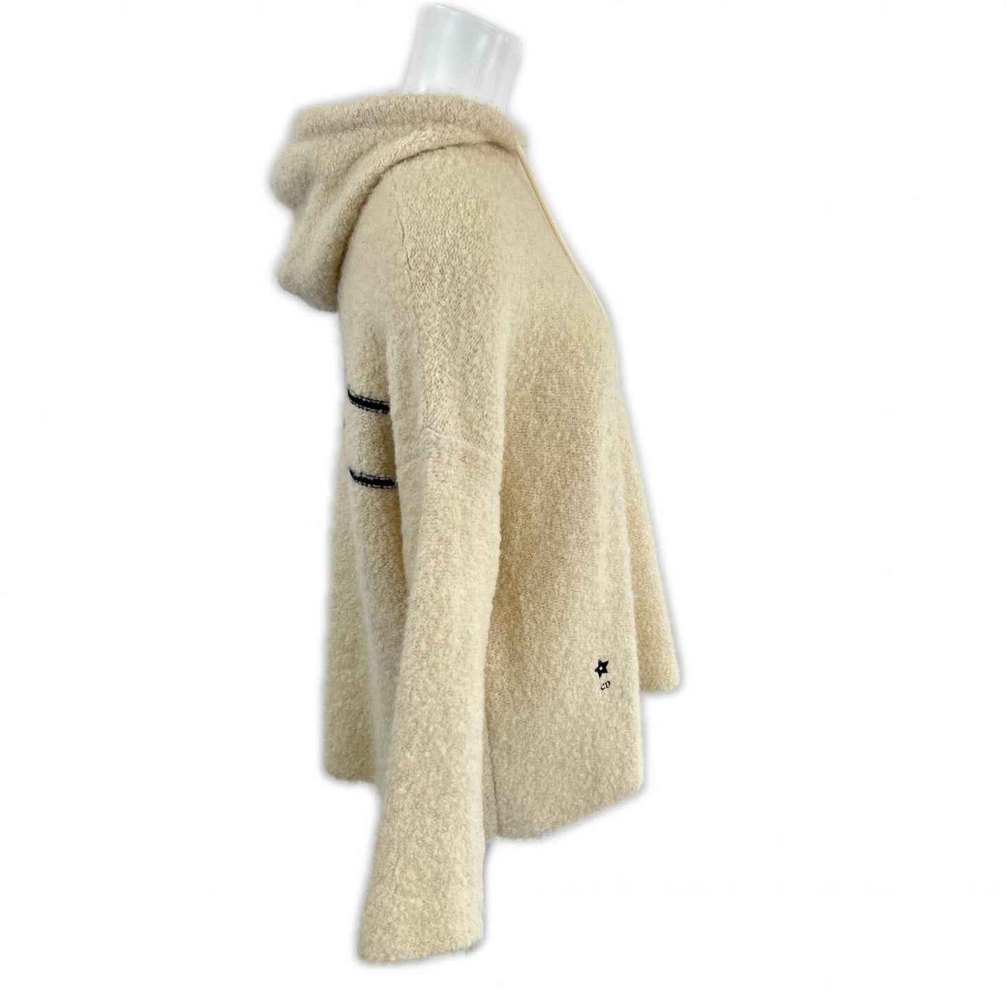 Domestic regular 244S87AM143 Cashmere x Alpaca x Silk x Wool CD Star embroidery Back logo Knit Hoodie Pullover Tops XS Ladies