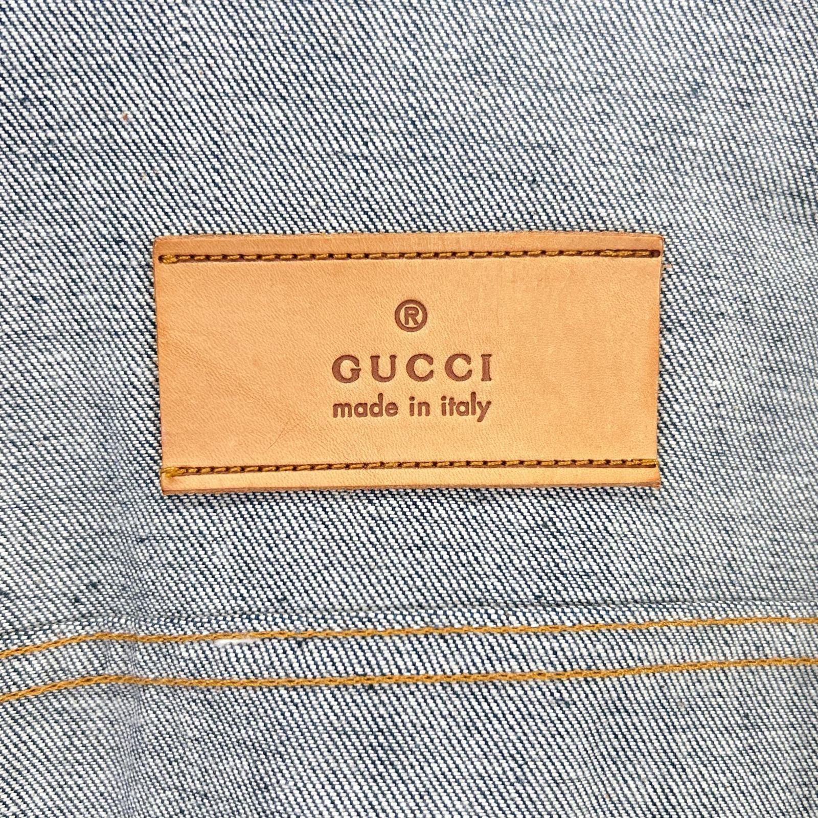 GUCCI グッチ ブルー系 コットン レザーパッチ 3rd デニムジャケット ジャケット