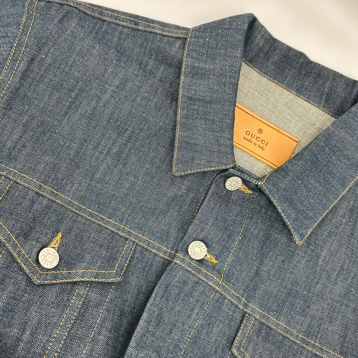 GUCCI グッチ ブルー系 コットン レザーパッチ 3rd デニムジャケット ジャケット