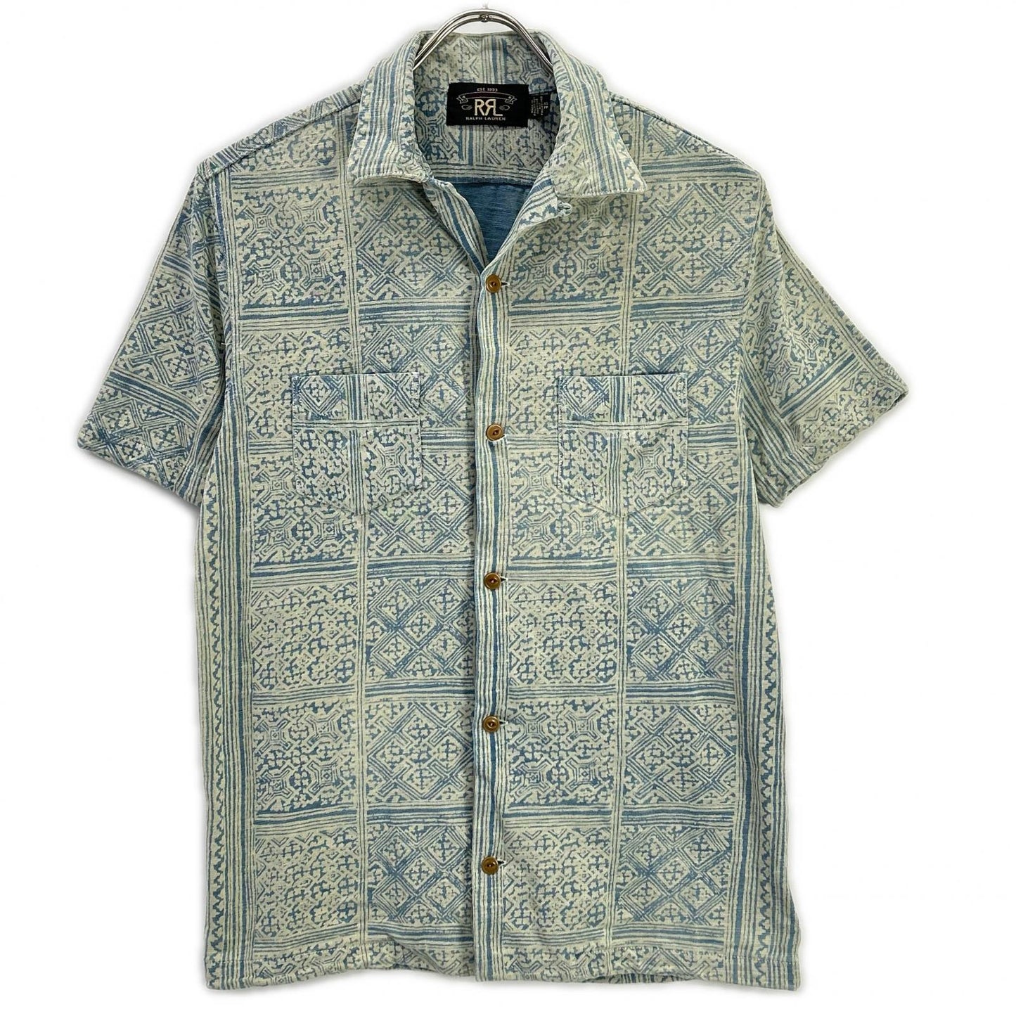 RRL ダブルアールエル MNRRKNI1N820022 インディゴ×クリーム コットン Bandana Print Jersey Camp Shirt/バンダナプリント ジャージーキャンプシャツ トップス