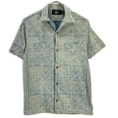RRL ダブルアールエル MNRRKNI1N820022 インディゴ×クリーム コットン Bandana Print Jersey Camp Shirt/バンダナプリント ジャージーキャンプシャツ トップス