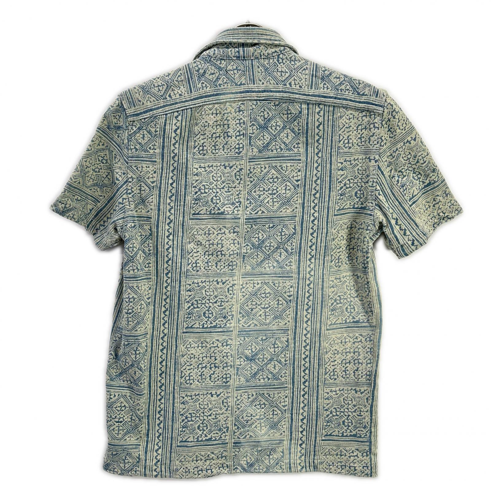 RRL ダブルアールエル MNRRKNI1N820022 インディゴ×クリーム コットン Bandana Print Jersey Camp Shirt/バンダナプリント ジャージーキャンプシャツ トップス