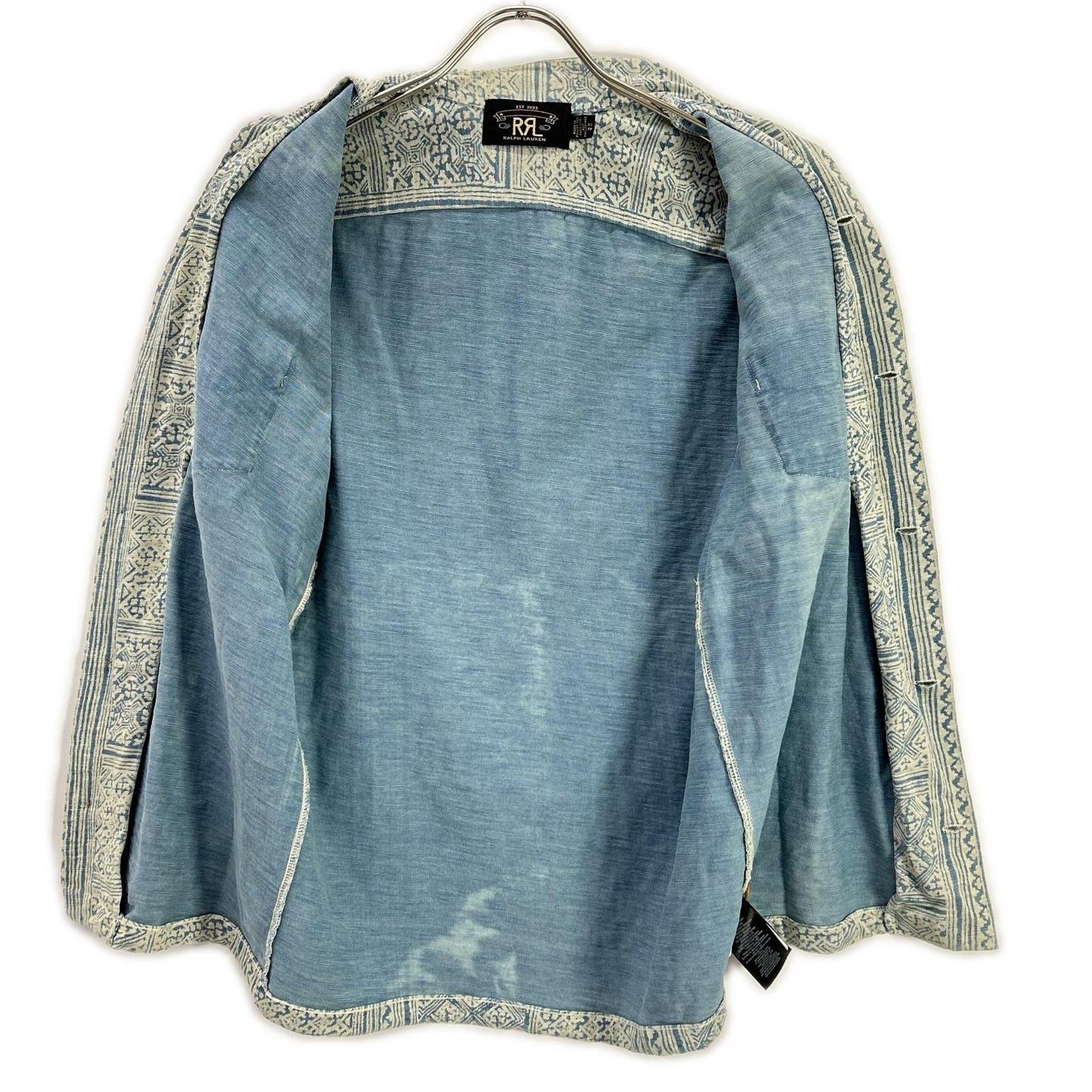 RRL ダブルアールエル MNRRKNI1N820022 インディゴ×クリーム コットン Bandana Print Jersey Camp Shirt/バンダナプリント ジャージーキャンプシャツ トップス