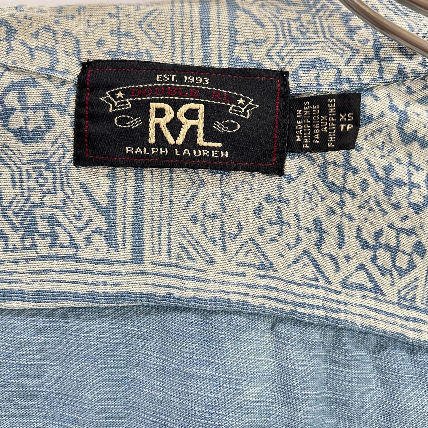 RRL ダブルアールエル MNRRKNI1N820022 インディゴ×クリーム コットン Bandana Print Jersey Camp Shirt/バンダナプリント ジャージーキャンプシャツ トップス