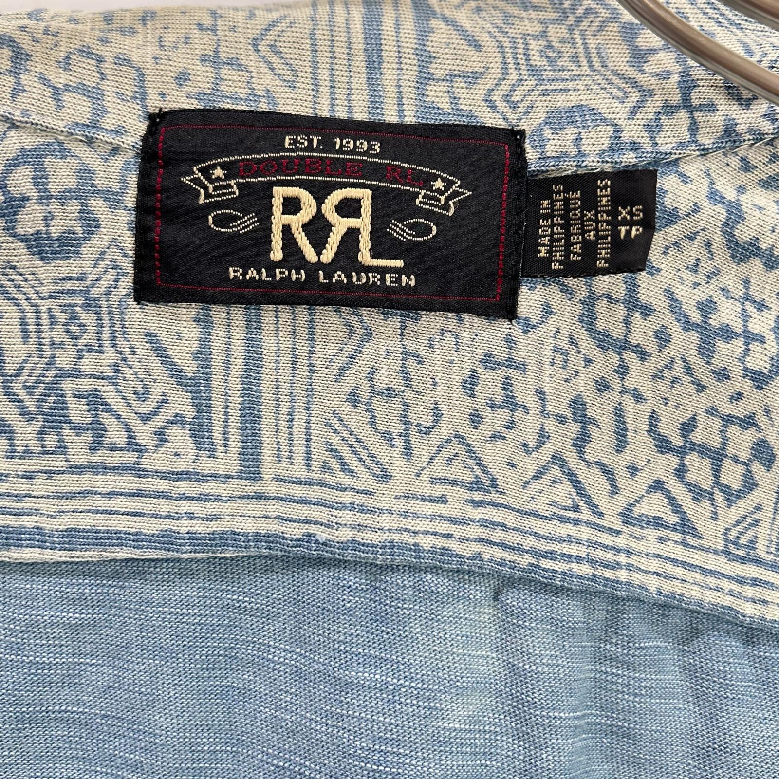 RRL ダブルアールエル MNRRKNI1N820022 インディゴ×クリーム コットン Bandana Print Jersey Camp Shirt/バンダナプリント ジャージーキャンプシャツ トップス