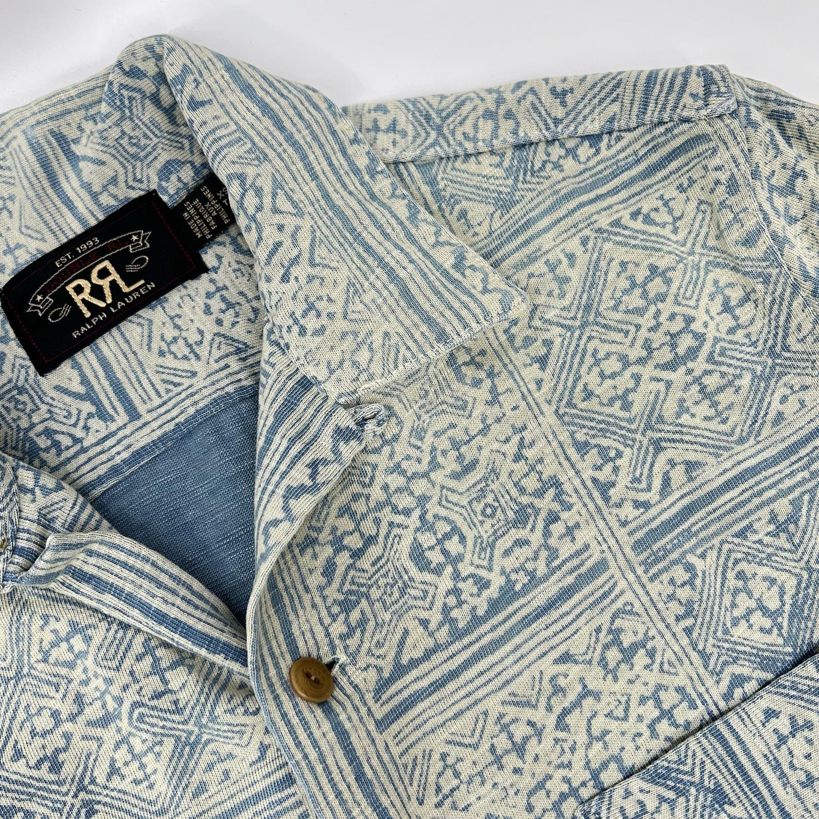 RRL ダブルアールエル MNRRKNI1N820022 インディゴ×クリーム コットン Bandana Print Jersey Camp Shirt/バンダナプリント ジャージーキャンプシャツ トップス