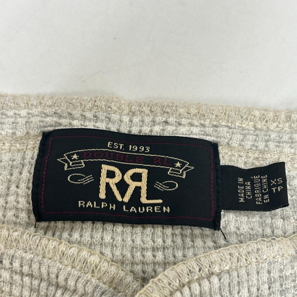 RRL ダブルアールエル 782775240001 ベージュ コットン ヘンリーネック ロングスリーブサーマルカットソー トップス