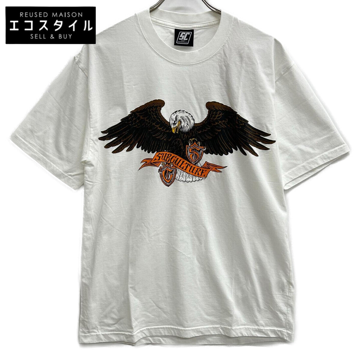 SC Subculture エスシー サブカルチャー SCST-S2206 ホワイト コットン EMBLEM EAGLE T-SHIRT トップス