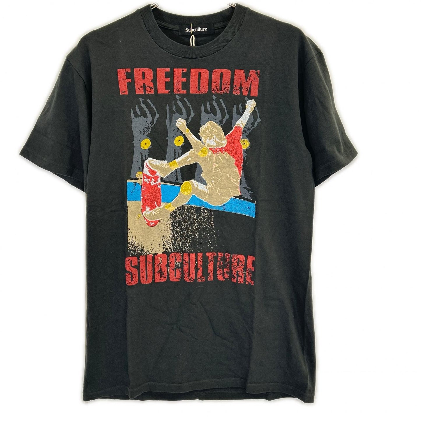 SC Subculture エスシー サブカルチャー SCST-S2108 ブラック コットン 製品洗い FREEDOM T-SHIRTS TYPE-V BODY トップス