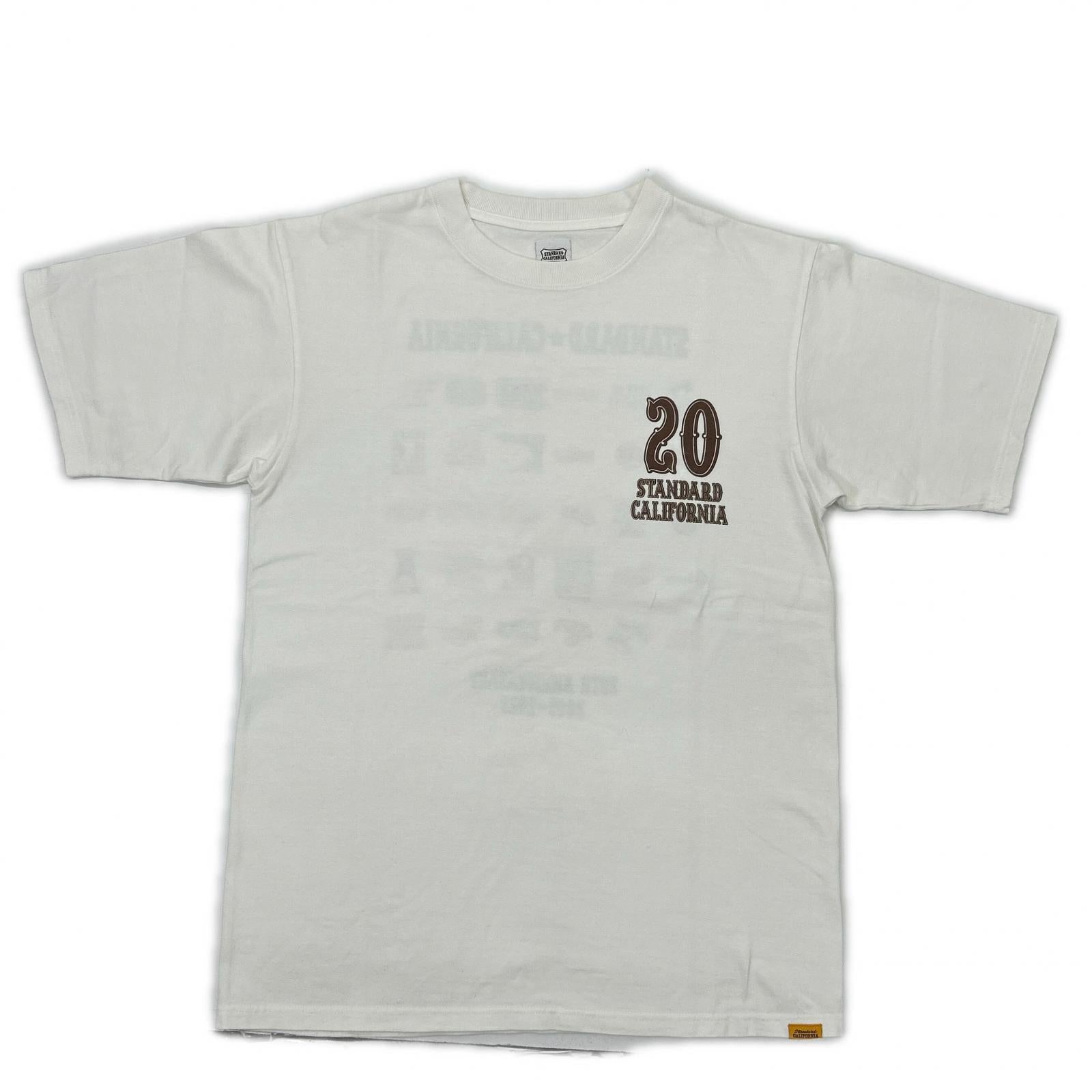 STANDARD CALIFORNIA スタンダードカリフォルニア 20周年記念 ホワイト コットン バックプリント SD 20th Anniversary Logo Tee トップス