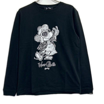 ×MICKY MOUSE×KURT COBAIN MCS-F2410 ﾌﾞﾗｯｸ×ﾎﾜｲﾄ ｺﾗﾎﾞﾌﾟﾘﾝﾄ ﾛﾝｸﾞｽﾘｰﾌﾞｶｯﾄｿｰ トップス S メンズ