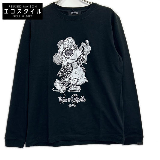 ×MICKY MOUSE×KURT COBAIN MCS-F2410 ﾌﾞﾗｯｸ×ﾎﾜｲﾄ ｺﾗﾎﾞﾌﾟﾘﾝﾄ ﾛﾝｸﾞｽﾘｰﾌﾞｶｯﾄｿｰ トップス S メンズ