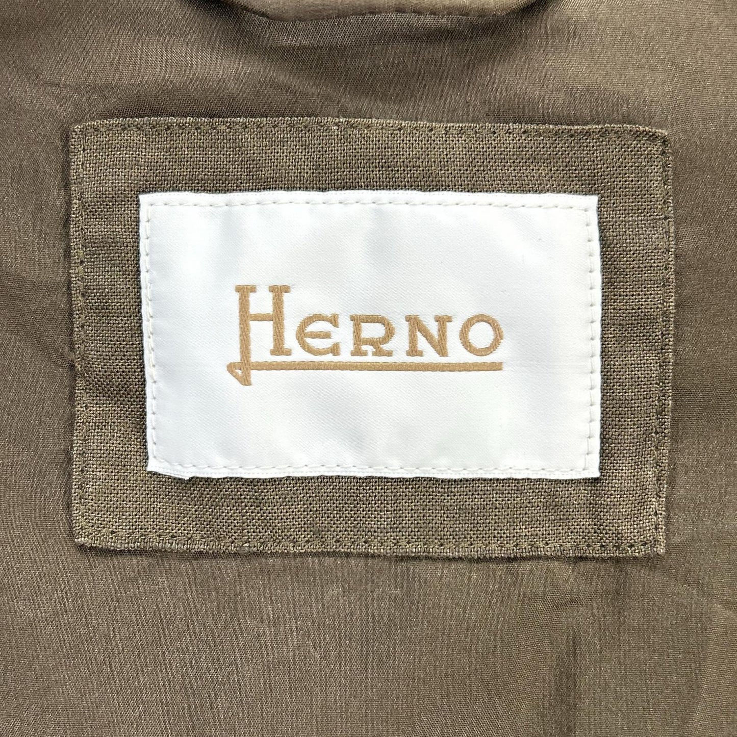 HERNO 赫尔诺 卡其色 亚麻混纺 四口袋 长袖纽扣夹克 夹克