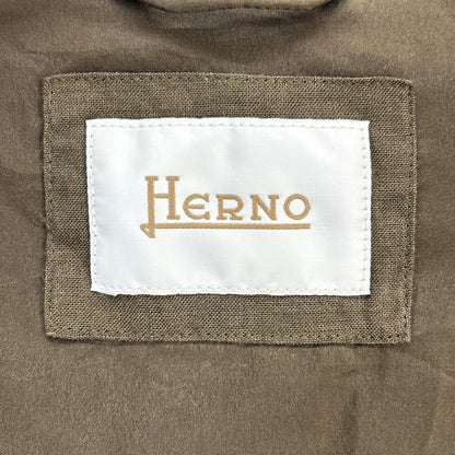 HERNO 赫尔诺 卡其色 亚麻混纺 四口袋 长袖纽扣夹克 夹克