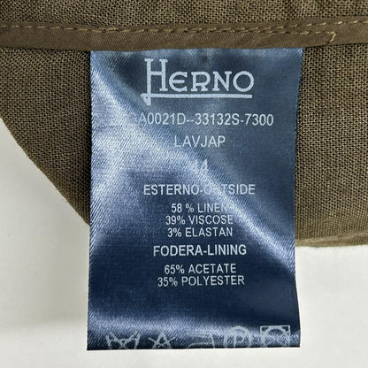 HERNO 赫尔诺 卡其色 亚麻混纺 四口袋 长袖纽扣夹克 夹克