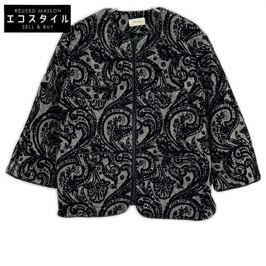 DES PRES 22073407307 Black Paisley Heavy Flock Print Crew Neck Jacket