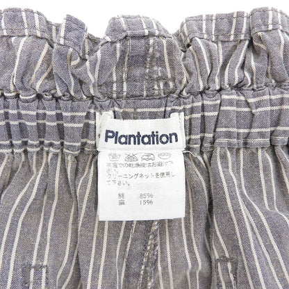 Plantation プランテーション ストライプ ウエストフリル ワイドパンツ ボトムス レディース グレー×ホワイト M ボトムス