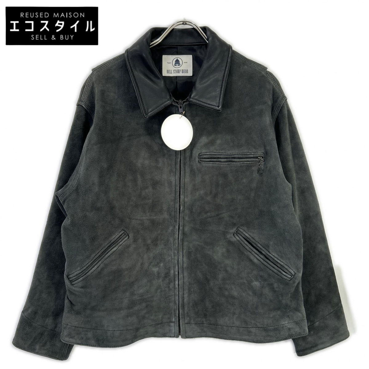 BELL STAMP WEAR 25S-BSW01 Charcoal Green Goat Suede CAR LOVE JAM Leather Zip Jacket