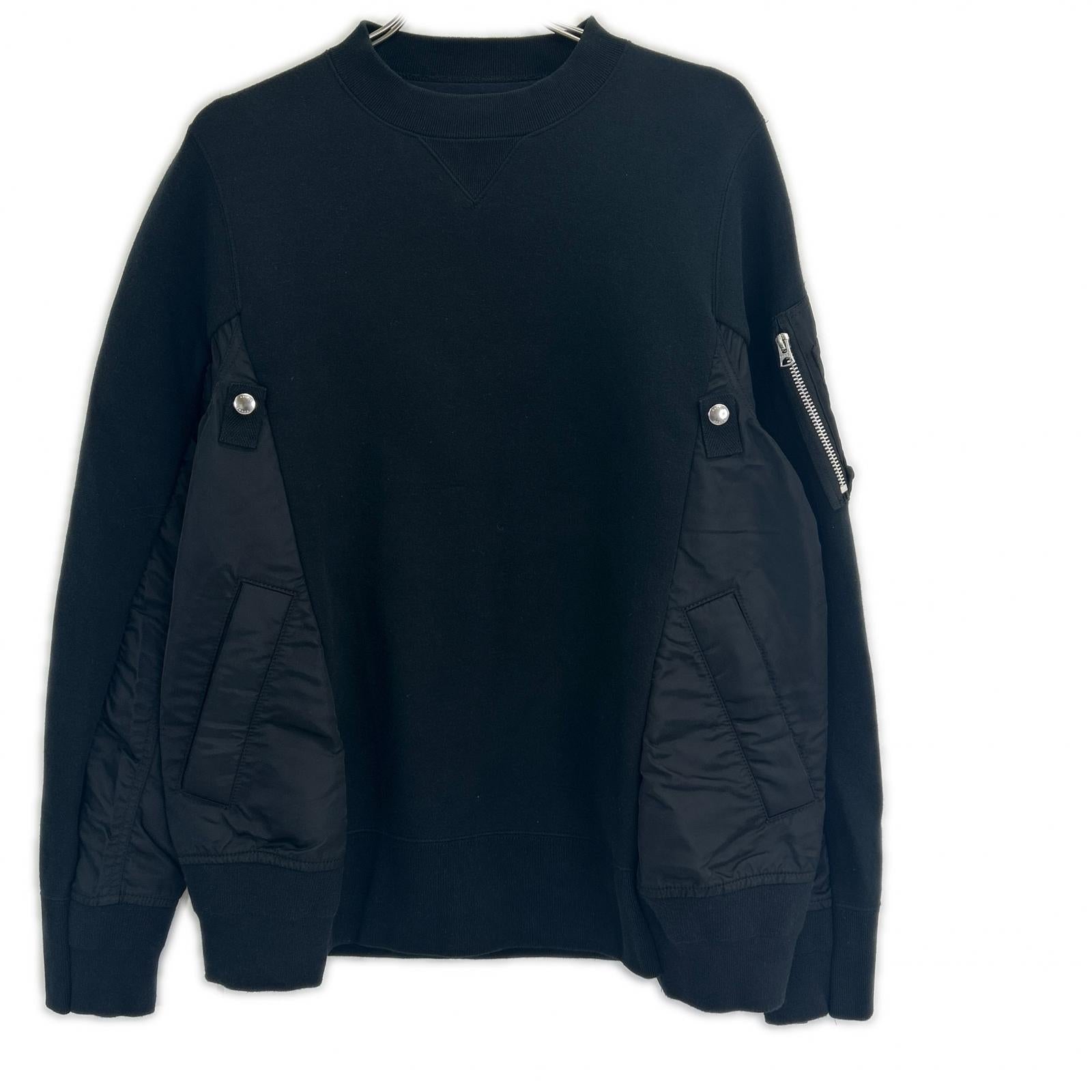 sacai サカイ 【24年製】SCM-058 Sweat Nylon Twill Pullover ドッキング スウェットシャツ トップス