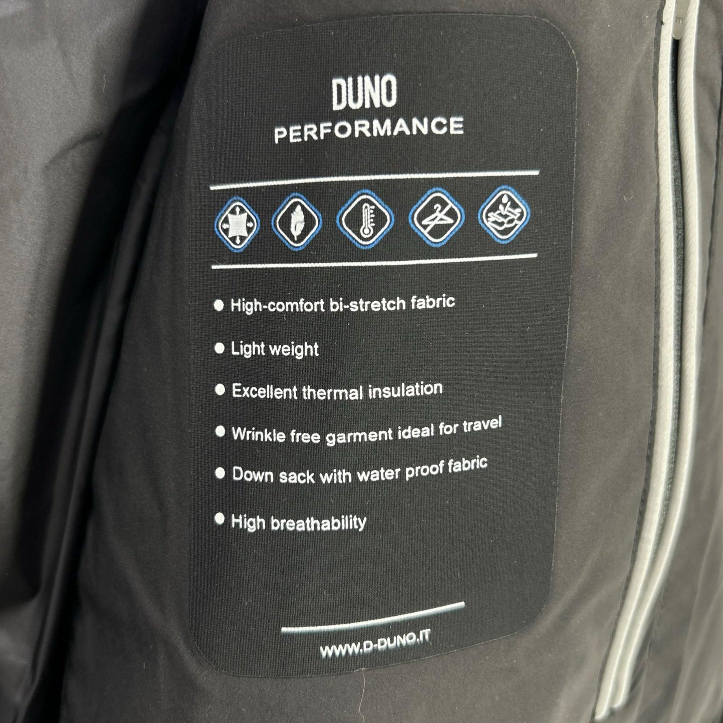 DUNO Duno 黑色 JUMP LICOSA 弹力尼龙连帽羽绒服 夹克