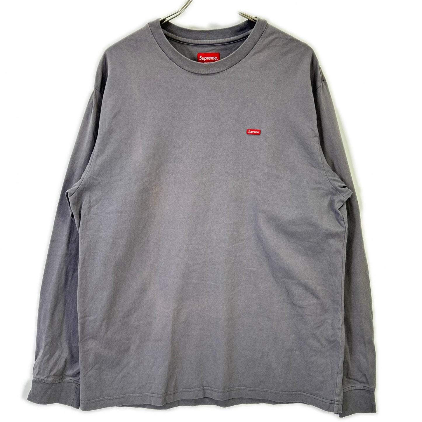 Supreme シュプリーム グレー Small Box L/S Tee スモールボックスロゴロングスリーブカットソー トップス