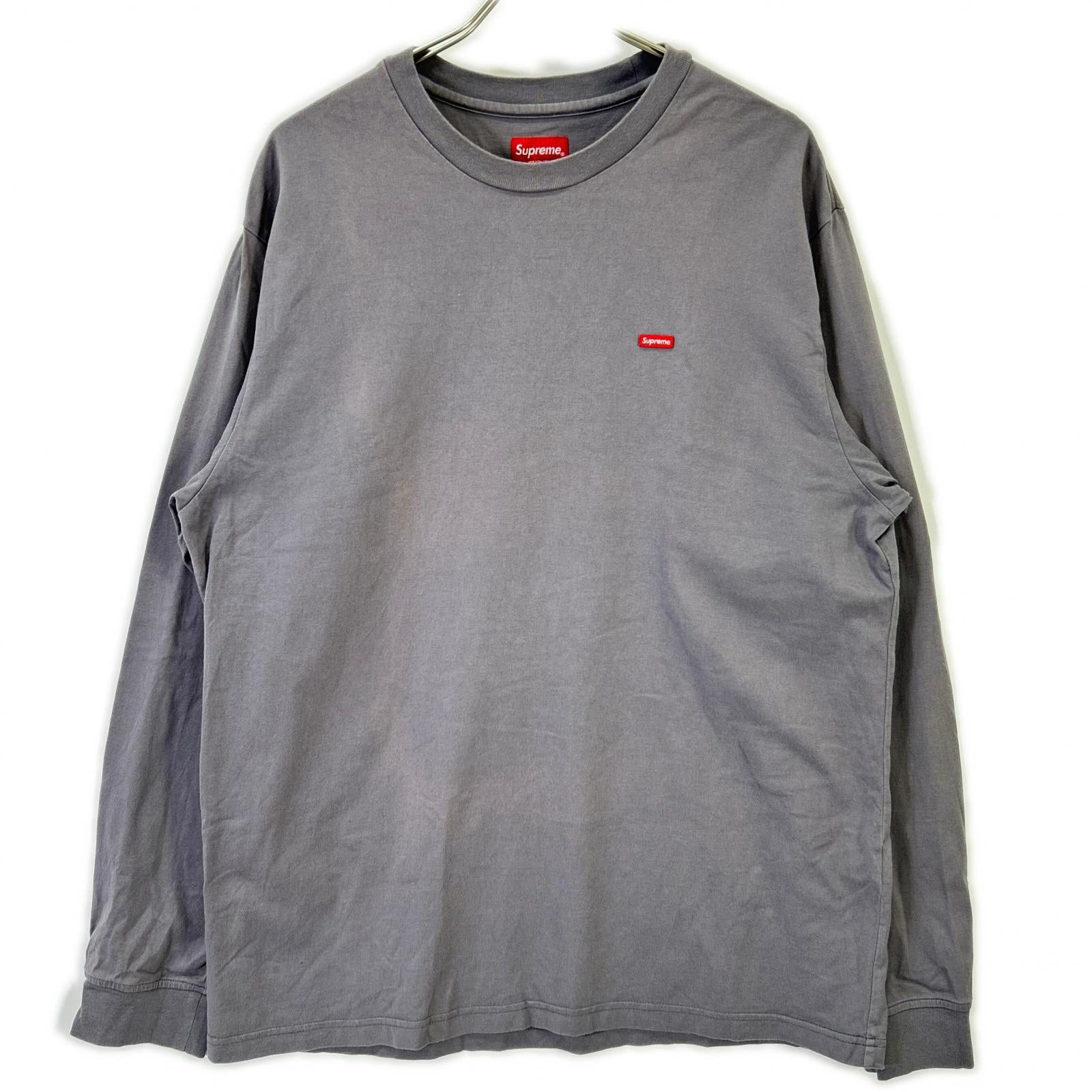 Supreme シュプリーム グレー Small Box L/S Tee スモールボックスロゴロングスリーブカットソー トップス