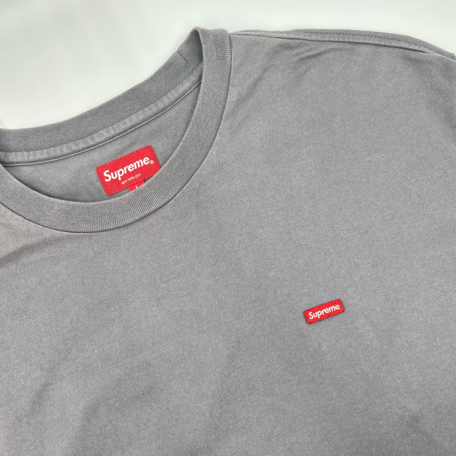Supreme シュプリーム グレー Small Box L/S Tee スモールボックスロゴロングスリーブカットソー トップス