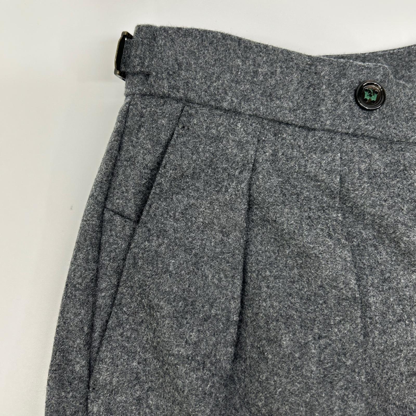 BERWICH ベルウィッチ vb1504 グレー SCOTCH ウールフランネル2インプリーツクロップドパンツ ボトムス