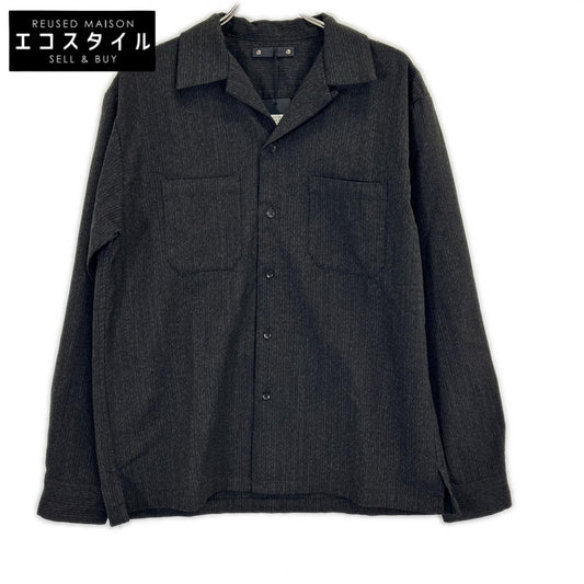 2409-5004-69-022 Black Open Collar L/S SH Wool Shirt Jacket Jacket 2 Men's