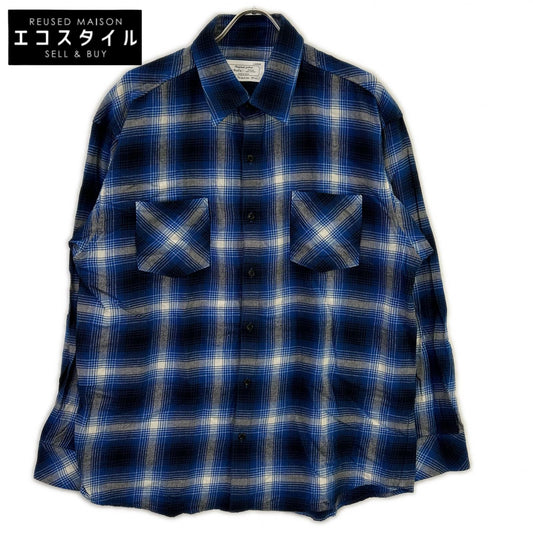 Rafu ラフ Rafu001-23-01 23SS ブルー STANDARD SHIRT 長袖チェックシャツ トップス