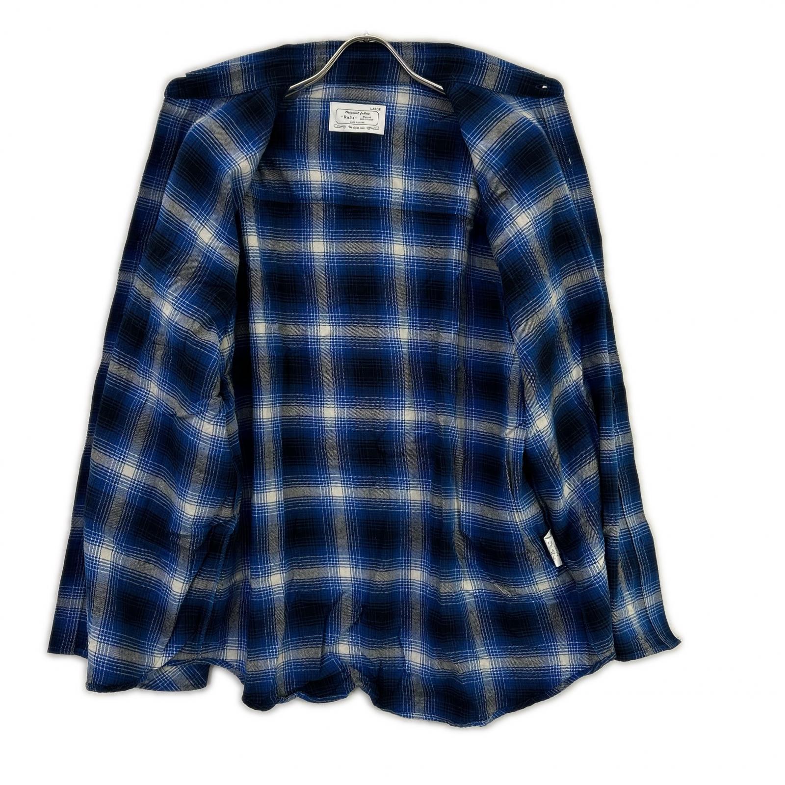Rafu ラフ Rafu001-23-01 23SS ブルー STANDARD SHIRT 長袖チェックシャツ トップス