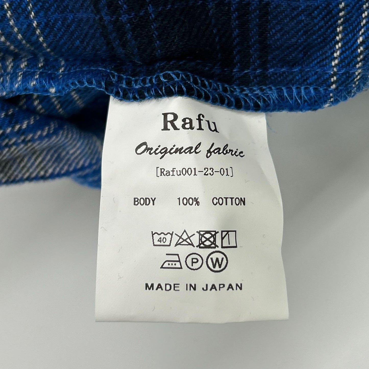 Rafu ラフ Rafu001-23-01 23SS ブルー STANDARD SHIRT 長袖チェックシャツ トップス
