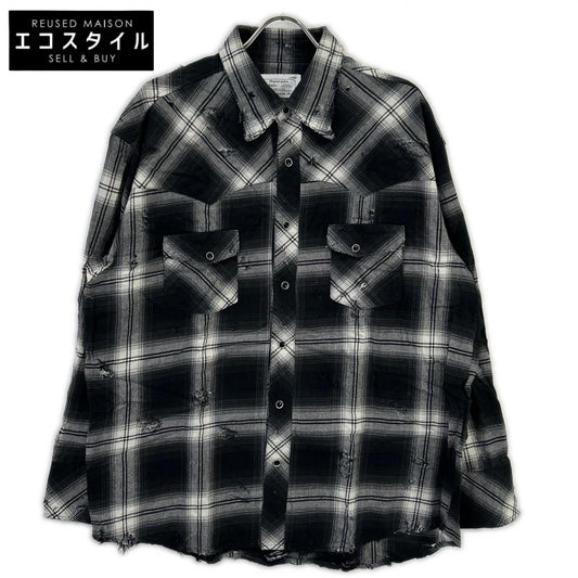 Rafu ラフ Rafu002-23-01 23SS ブラック Western shirt ダメージ加工長袖シャツ トップス