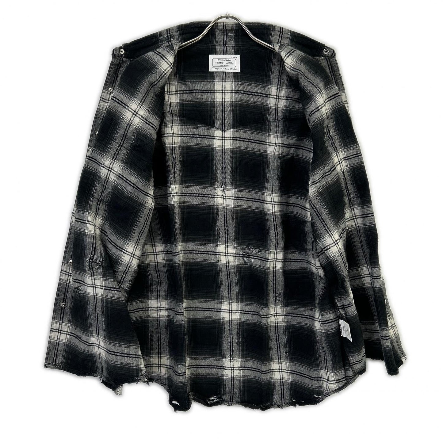 Rafu ラフ Rafu002-23-01 23SS ブラック Western shirt ダメージ加工長袖シャツ トップス