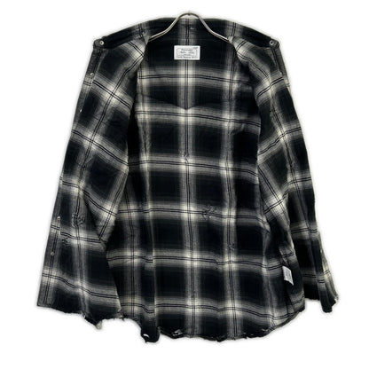 Rafu ラフ Rafu002-23-01 23SS ブラック Western shirt ダメージ加工長袖シャツ トップス