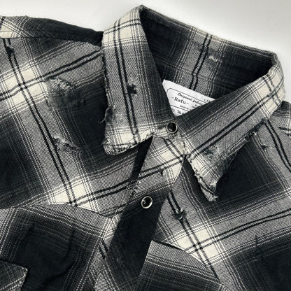 Rafu ラフ Rafu002-23-01 23SS ブラック Western shirt ダメージ加工長袖シャツ トップス