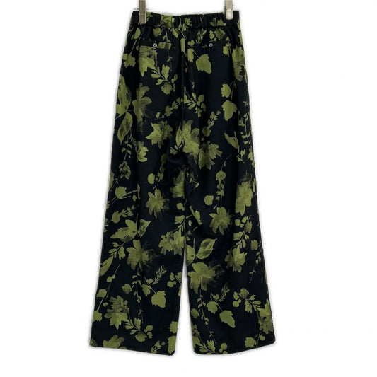 AMERI AMERI Black GRAINY FLOWER STRAIGHT PANTS Bottoms
