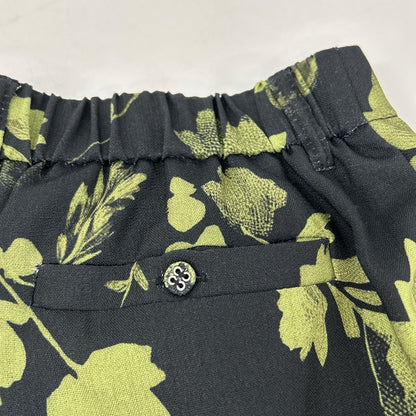 AMERI アメリ ブラック GRAINY FLOWER STRAIGHT PANTS ボトムス