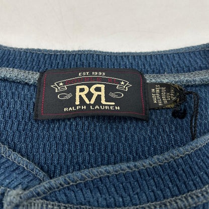 RRL 双R标 MNRRKNI1N820005 靛蓝色蜂窝华夫格针织棉 本蓝染 漂洗加工 果核纽扣 亨利领衬衫 上衣