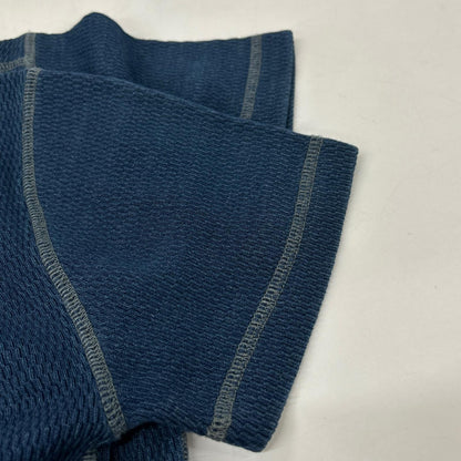 RRL 双R标 MNRRKNI1N820005 靛蓝色蜂窝华夫格针织棉 本蓝染 漂洗加工 果核纽扣 亨利领衬衫 上衣