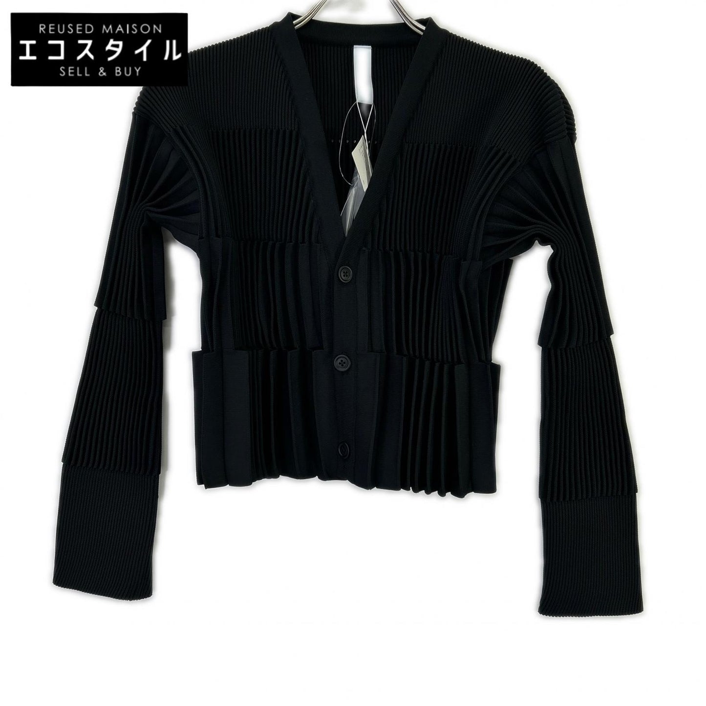 CFCL シーエフシーエル 25AW CF010KE208JP00 ブラック ポリエステル アコーディオンプリーツ ACCORDION CROPPED CARDIGAN トップス
