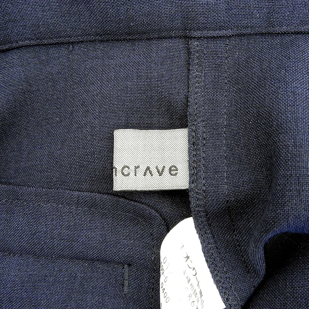 uncrave アンクレイヴ 美品 ポリエステル サイドジップ センタープレステーパードスラックス ボトムス レディース ネイビー 0 ボトムス