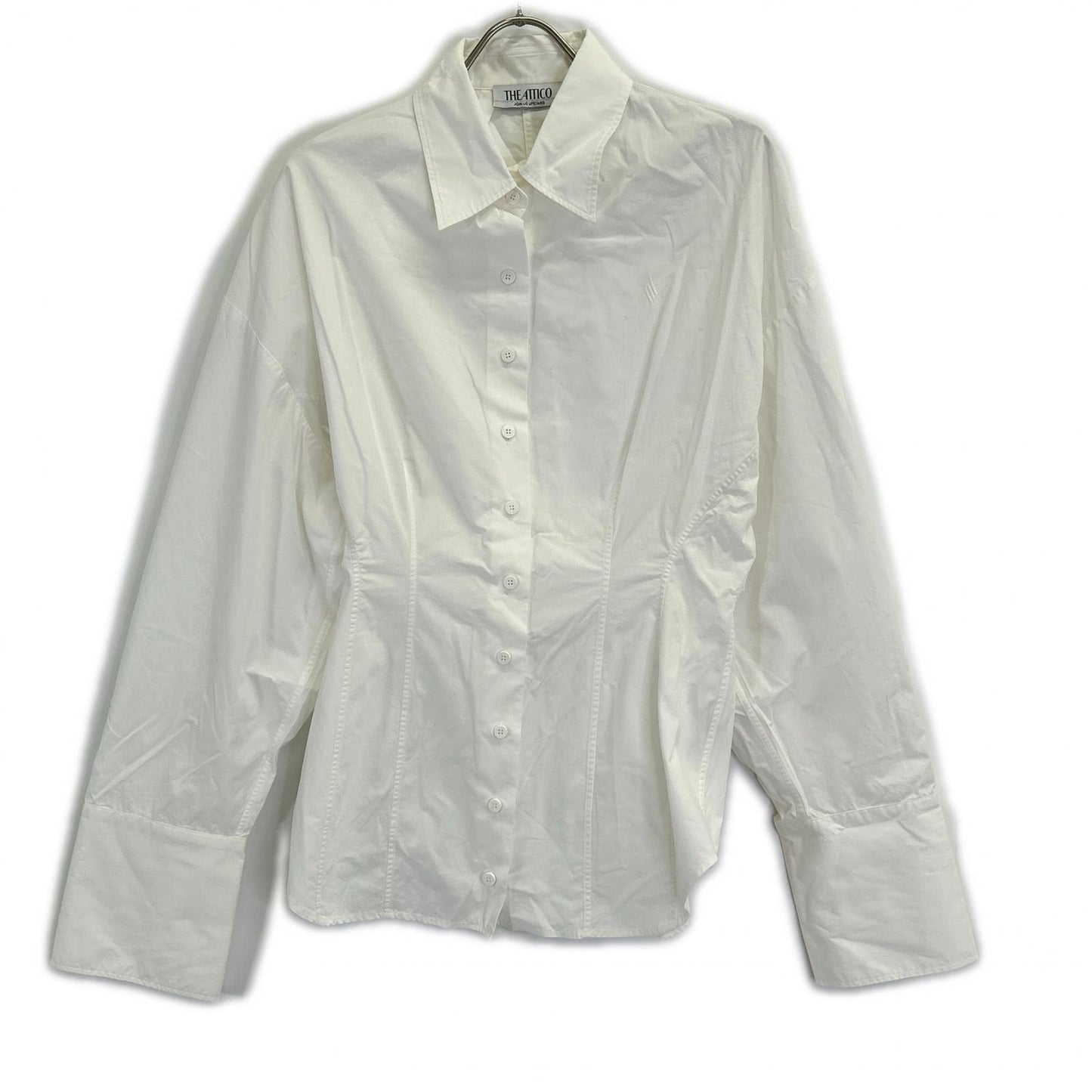 THE ATTICO White Cotton Embroidered Dorethic Shirt Blouse Top