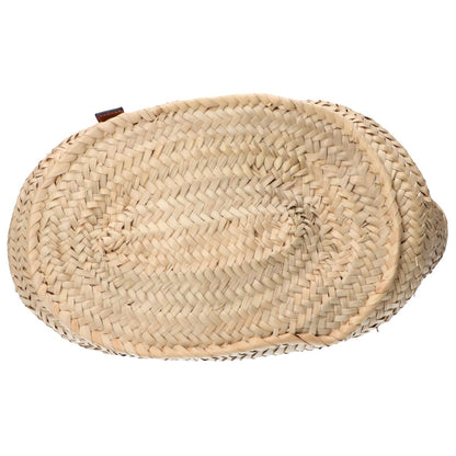 LOEWE 327.02.S92 Natural/Tan Palm Leaf x Calfskin Embossed Anagram Raffia Basket Bag Medium Handbag