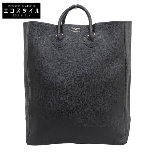 YOUNG & OLSEN ヤングアンドオルセン 美品 EMBOSSED LEATHER TOTE L エンボスレザートートL カーフ メンズ ブラック YO2201-GD003 トートバッグ